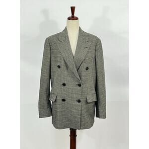 RALPH LAUREN Collection Sz 6 Black Ivory Houndstooth Merino Wool Blazer Jacket